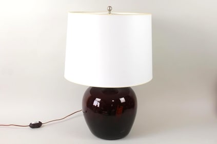 Large Brown Blown Glass Demi-John Lamp