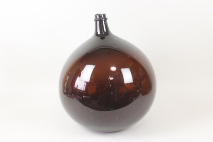 Large 19th C. Brown Glass Demijohn Wine Carrying Bottle