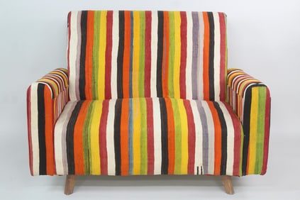 Large Oversized Striped Kilim Lounge Chair