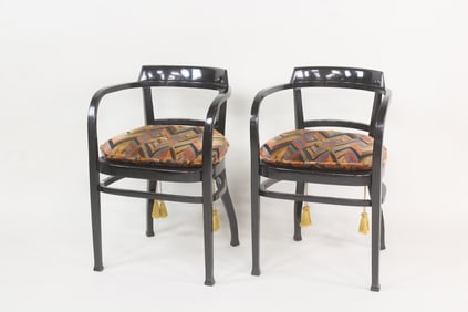 Pair of Black Lacquer Thonet Chairs by Otto Wagner