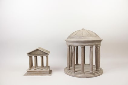 Pair of Neoclassical Wooden Architectural Models