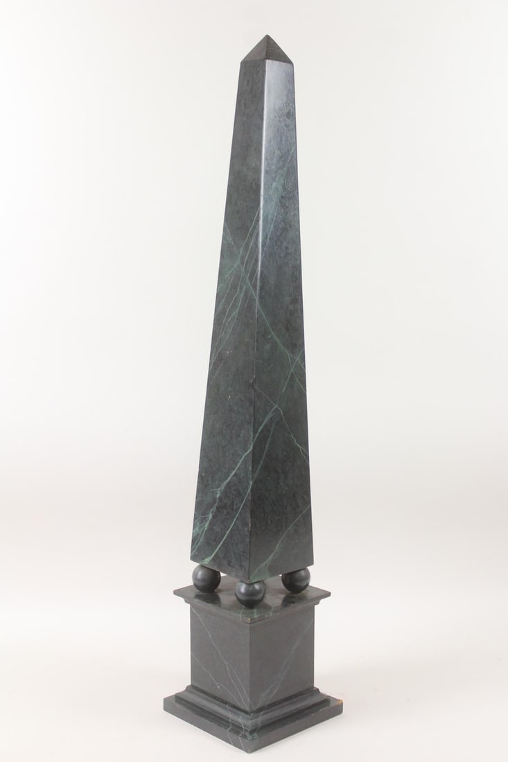 Neoclassical Faux Marble Obelisk Sculpture (1 of 8)