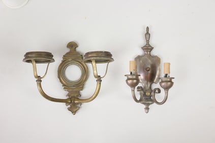 Lot of 2 Brass Double Wall Sconces