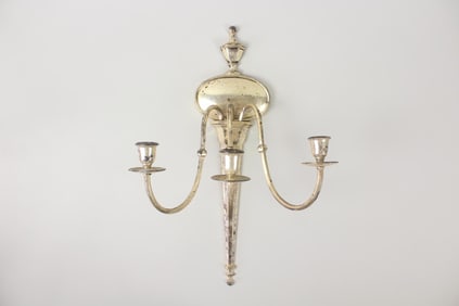 Silver Plated Metal 3 Arm Candle Sconce