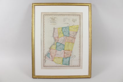 Framed Hand Colored Map 1839 Columbia County, NY New York