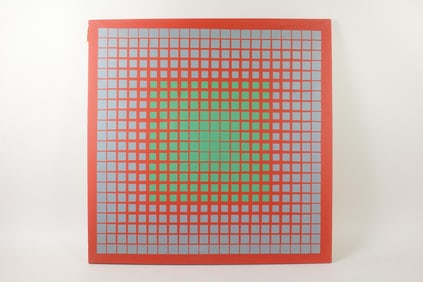 Richard Anuszkiewicz Op Art Screenprint on Canvas, "The Fourth Of The Three"