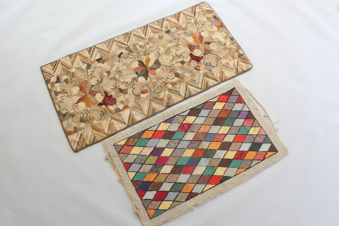 Pair of Colorful American Folk Art Hooked Rugs (1 of 12)