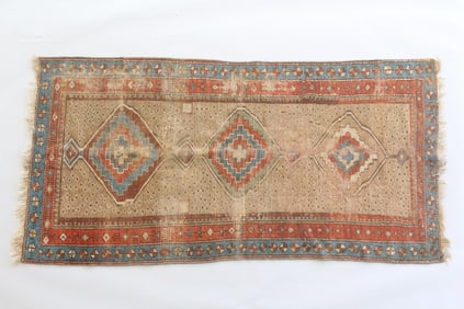 Persian Oriental Red, Blue & Brown Rug, 6 x 3 Ft