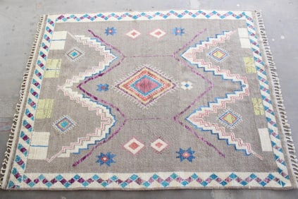 Room Size Colorful Moroccan Rug, 8 x 10 Ft