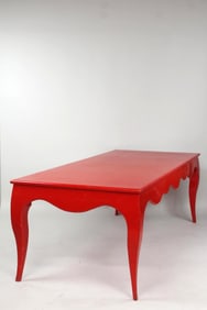 Red Lacquer Wavy Dining Table