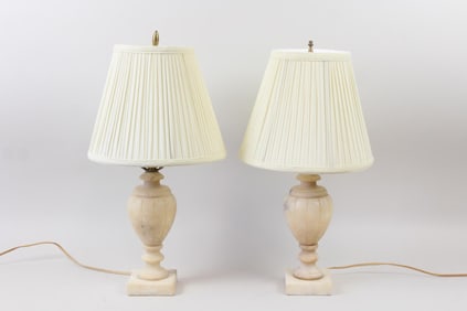 Pair of Neoclassical Alabaster Lamps