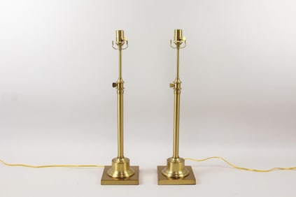 Pair of Restoration Hardware Brass Telescoping Library Lamps
