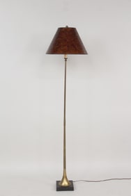 Marble Based Brass Trumpet Floor Lamp with Mica Shade