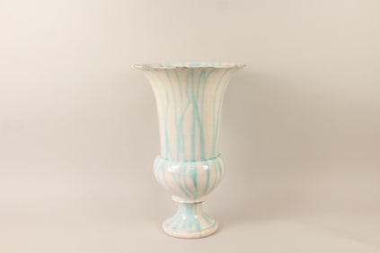 Jean Roger Paris Ceramic Urn Planter with Drip Glaze, Blue