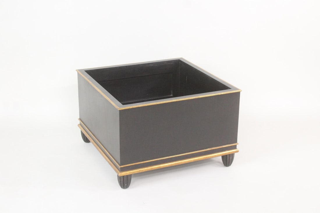 Black & Gilt Wood Planter Box (1 of 7)