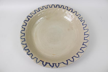 Large Blue Decorated Studio Pottery Serving Bowl