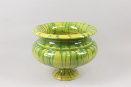 Jean Roger Paris Ceramic Jardiniere Planter with Drip Glaze, Bright Green