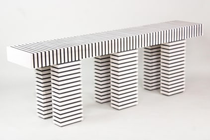Postmodern Black & White Oak Minimalist Console Table, Samuel Amoia