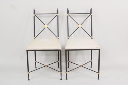 Pair of Iron X-Back Chairs from Paul M. Jones Collection