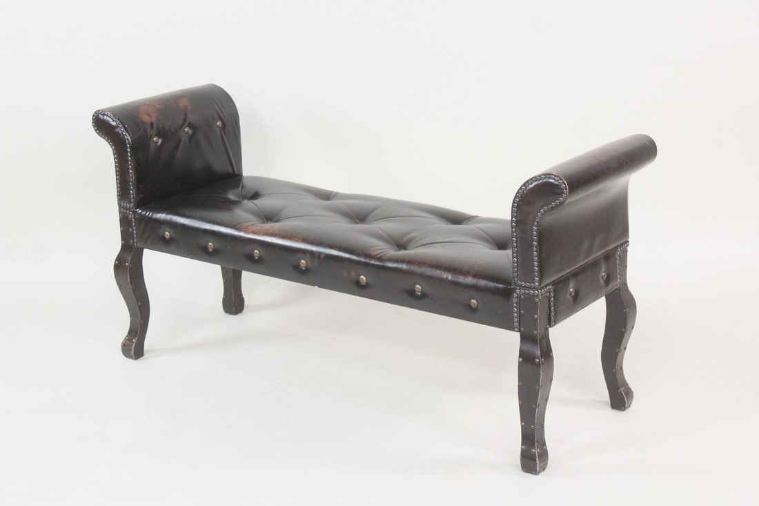Studded & Tufted Leather Hall Bench (1 of 13)