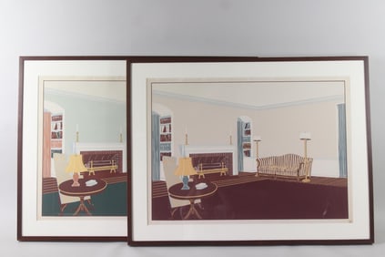 Pair of Framed Interior Decorating Sample Prints, Living Room, 4 of 10