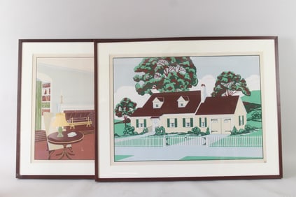 Pair of Framed Interior/Exterior Decorating Sample Prints, Living Room, 10 of 10