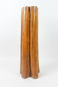 Japanese Yew Wood Tree Trunk Ikebana Vase or Brush Pot