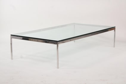 Florence Knoll 3'x6' Polished Steel and Glass Rectangular Coffee Table