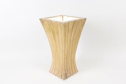 Ron Dier 22k Gold Plated Ceramic Pleated Vase