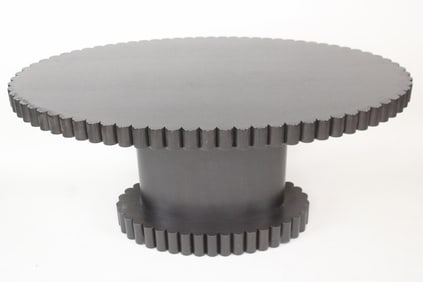 Ebonized Black Wood Scalloped Edge Dining Table by Masterpiece Woodworks