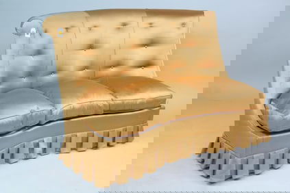 Golden Yellow Silk Kagan Style Settee Sofa from Karl Lagerfeld Estate