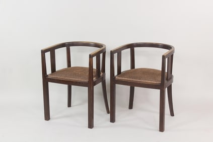 Pair of German Art Deco Curved Back Chairs