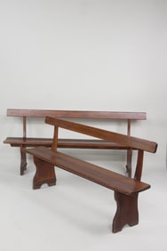 Pair of Wood Plank Station Benches