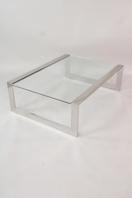 Polished Steel and Glass Minimalist Coffee Table by John Boone