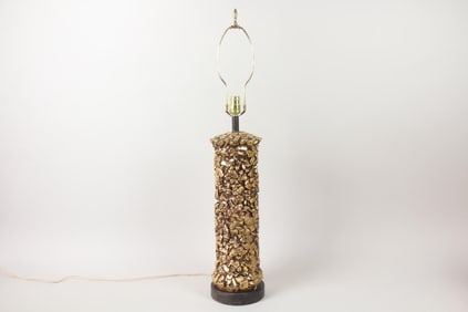 Tall Brutalist Gold Nugget Plaster Lamp