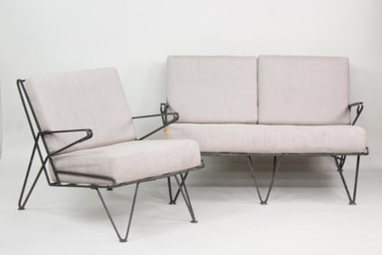 Wrought Iron Outdoor Settee Sofa & Chair, Boomerang