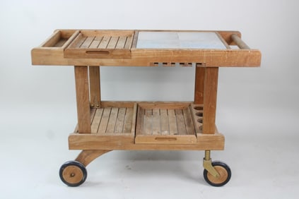 Barlow Tyrie Crichton Teak Rolling Serving Cart