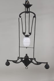 Patinated-Metal Counterbalance Two-Pendant Lamp