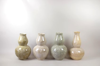 Lot of 4 Ceramic Double Gourd Vases, Barthold Copper