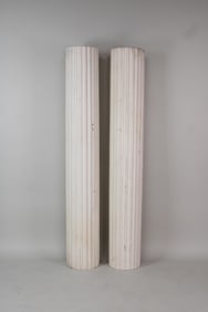 Pair of White Painted Wood Architectural Fluted Columns