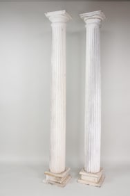 Pair of 8 Ft Wooden Fluted Architectural Columns, 1 of 2