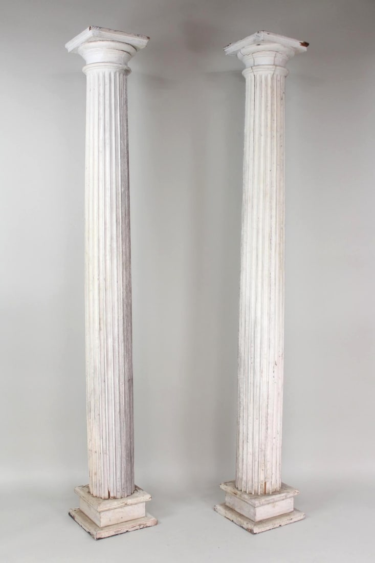 Pair of 8 Ft Wooden Fluted Architectural Columns, 2 of 2 (1 of 9)