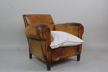 Antique French Leather Club Chair