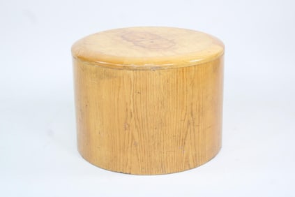 Olive Wood Burl Top Drum Pedestal Table