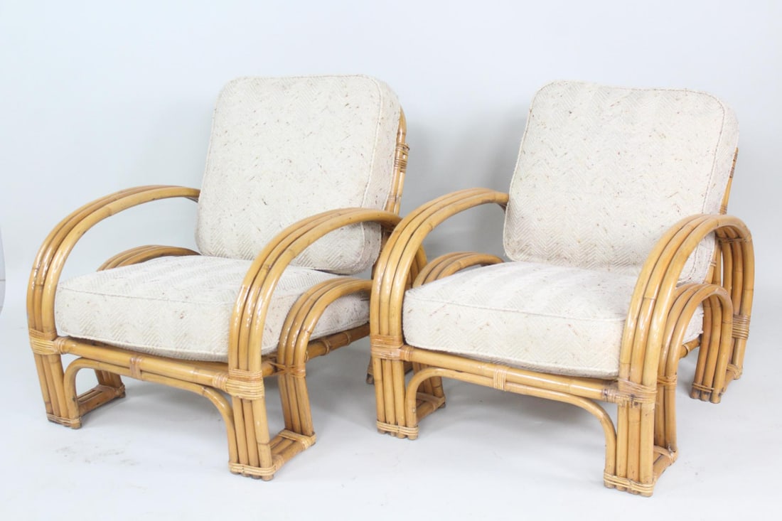 Pair of Frankl Style Double Horseshoe Rattan Chairs (1 of 9)