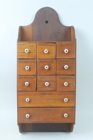 Hanging 11 Drawer Wood Spice Cabinet