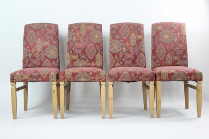 Set of 4 Kilim Style Fabric Upholstered Chairs, Made in Italy
