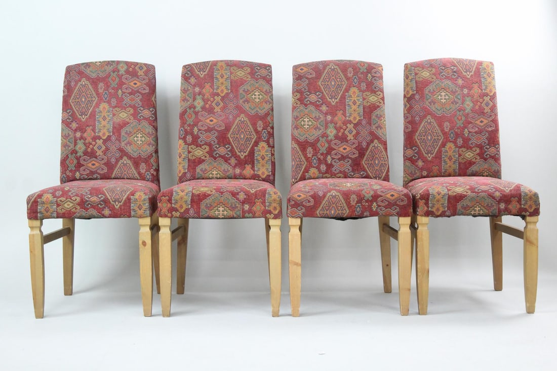 Set of 4 Kilim Style Fabric Upholstered Chairs, Made in Italy (1 of 9)