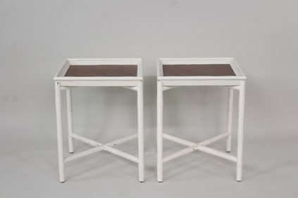 Wood Faux Bamboo Folding Tray Side Tables