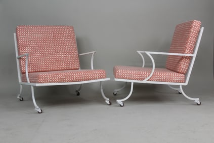 Pair of Bob Anderson Metal Garden Lounge Chairs